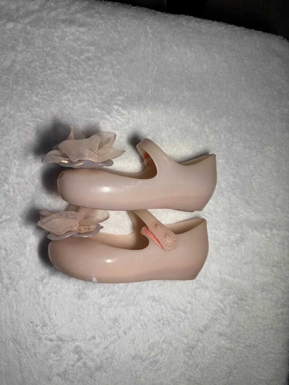 Mini Melissa Girls Floral Jelly Mary Janes in Nude Pink